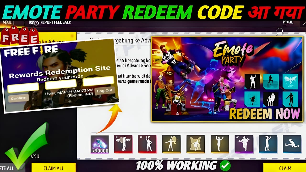 Free Fire Emote Party Redeem Code